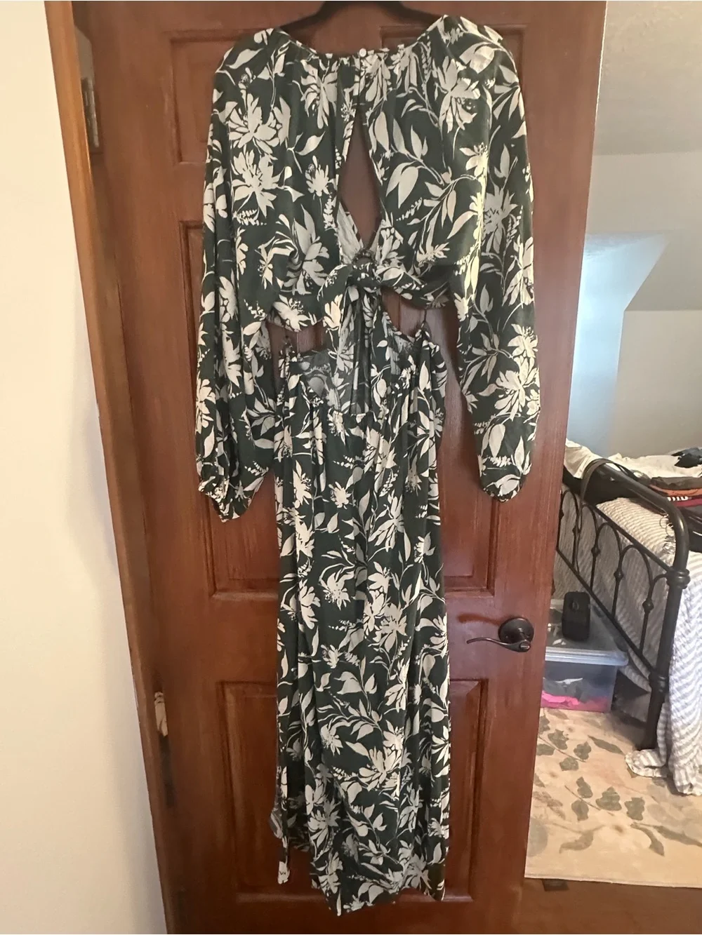 Abercrombie & Fitch Green and Cream Floral Maxi Dress